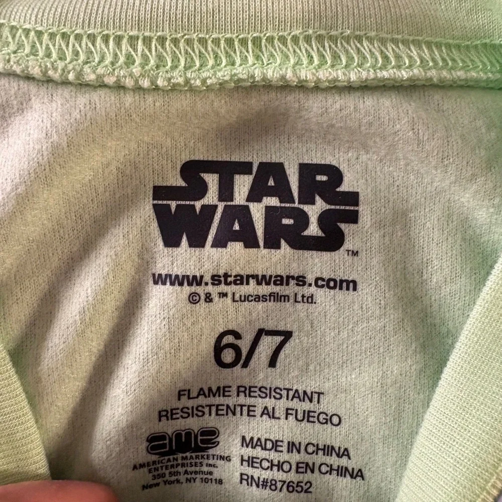 Star Wars Mandalorian PJ Set Boys Size 6/7‎ Green New Grogu The Child
